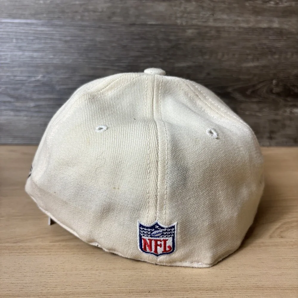 Oakland Raiders Hat Cap Fitted Mens 7 1/8 Cream NFL Football Reebok Wool